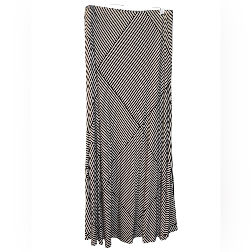 Striped Black and White Maxi Skirt by Chicos size 1